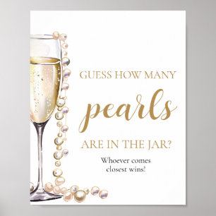 Pearls och Prosecco gissar hur många pärlor som sp Poster