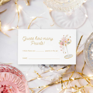 Pearls och Prosecco gissar hur många pärlor som sp Visitkort