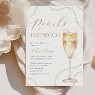 Pearls och Prosecco Guld Möhippa Inbjudningar