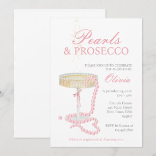 Pearls och Prosecco Inbjudningskort för möhippan