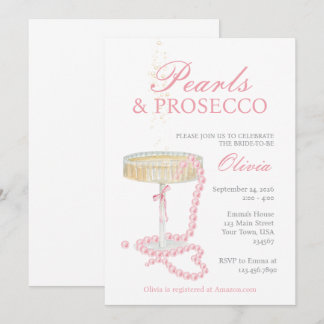 Pearls och Prosecco Inbjudningskort för möhippan