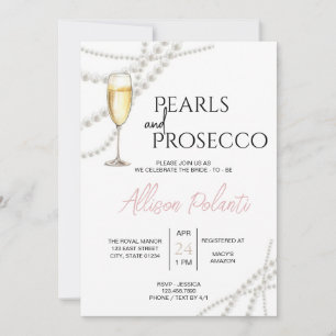Pearls och Prosecco Inbjudningskort för möhippan