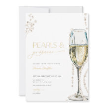 Pearls och Prosecco Inbjudningskort för möhippan