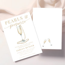 Pearls och Prosecco Inbjudningskort för möhippan