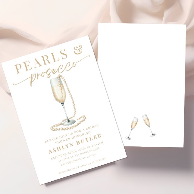 Pearls och Prosecco Inbjudningskort för möhippan (Skapare uppladdad)