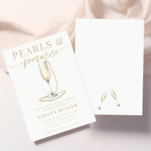 Pearls och Prosecco Inbjudningskort för möhippan