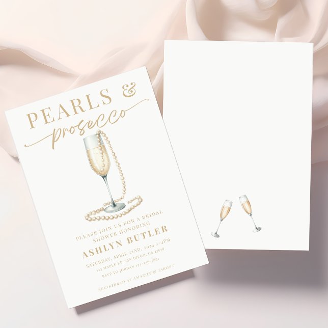 Pearls och Prosecco Inbjudningskort för möhippan (Skapare uppladdad)