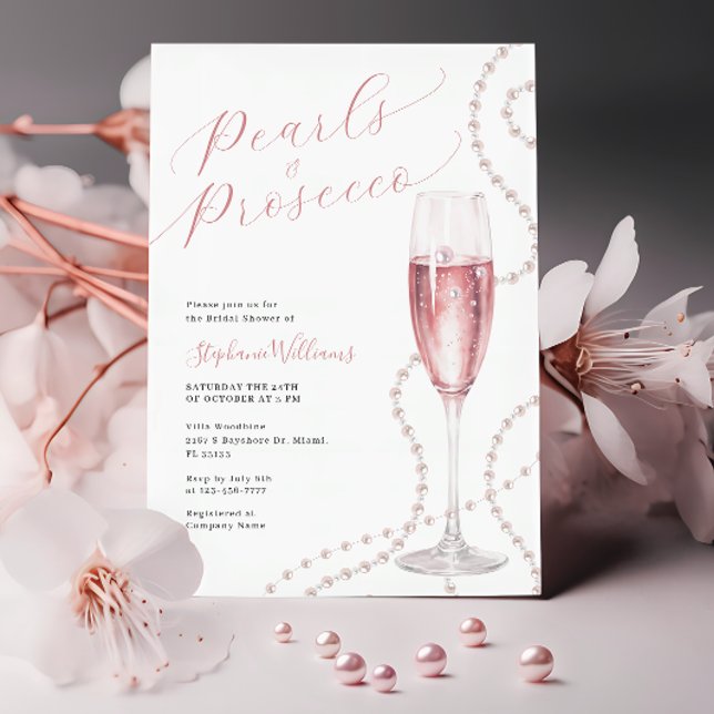 Pearls och Prosecco Inbjudningskort för möhippan (Skapare uppladdad)