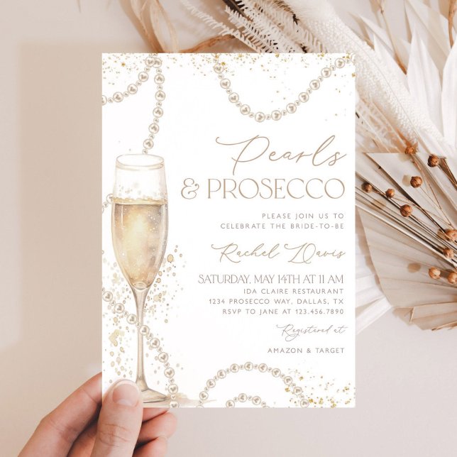 Pearls och Prosecco Inbjudningskort för möhippan,  (Skapare uppladdad)
