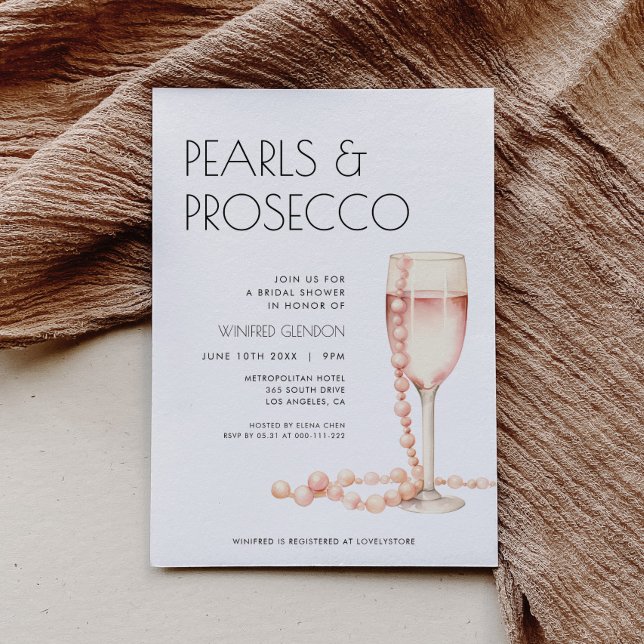 Pearls och Prosecco Inbjudningskort för möhippan (Skapare uppladdad)