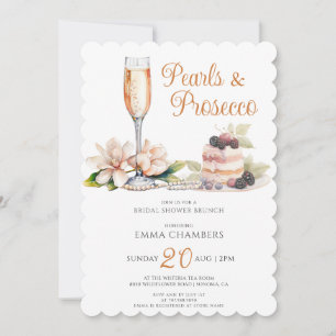 Pearls och Prosecco Möhippa Brunch Inbjudningar