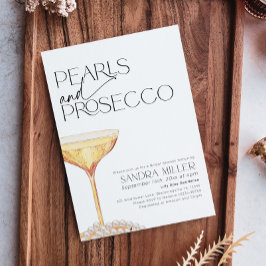 Pearls och Prosecco Möhippa Champagne Glass Inbjudningar