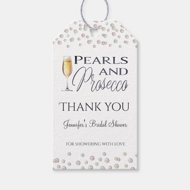 Pearls och Prosecco Möhippa Favoriter Presentetikett (Framsidan)
