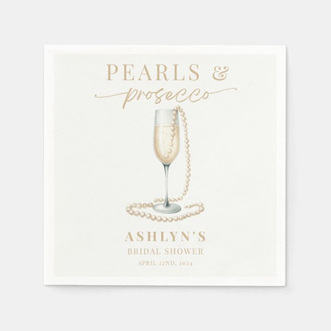 Pearls och Prosecco Möhippa Napkins Pappersservett (Framsidan)