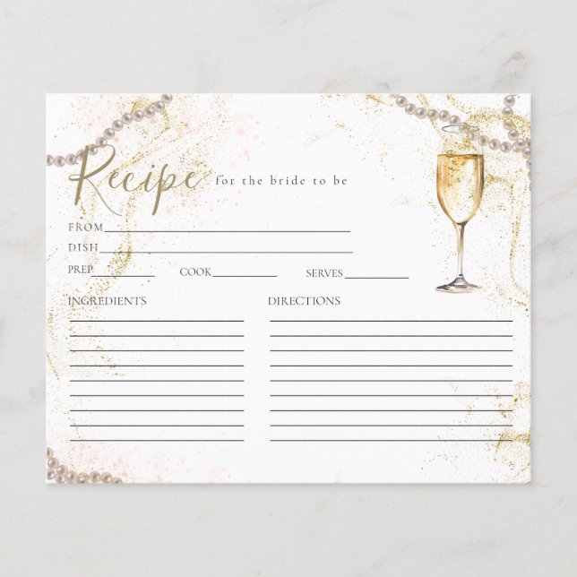 Pearls och Prosecco Möhippa Recipe Card (Framsida)