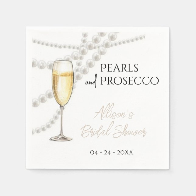Pearls och Prosecco Pappersservett (Framsidan)