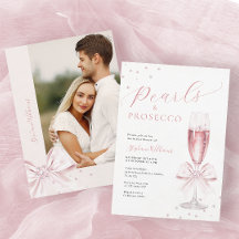Pearls och Prosecco Photo Inbjudningskort för möhi
