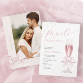 Pearls och Prosecco Photo Inbjudningskort för möhi
