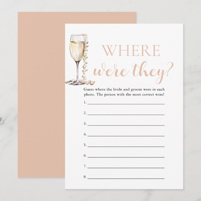 Pearls och Prosecco var de kunde spela Inbjudningar (Fram/baksida)