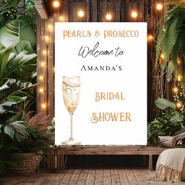Pearls och Proseccos gyllene Möhippa välkommen Poster