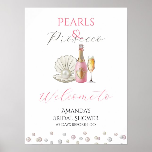 Pearls och Proseccos Möhippa för Rosa Poster (Framsidan)