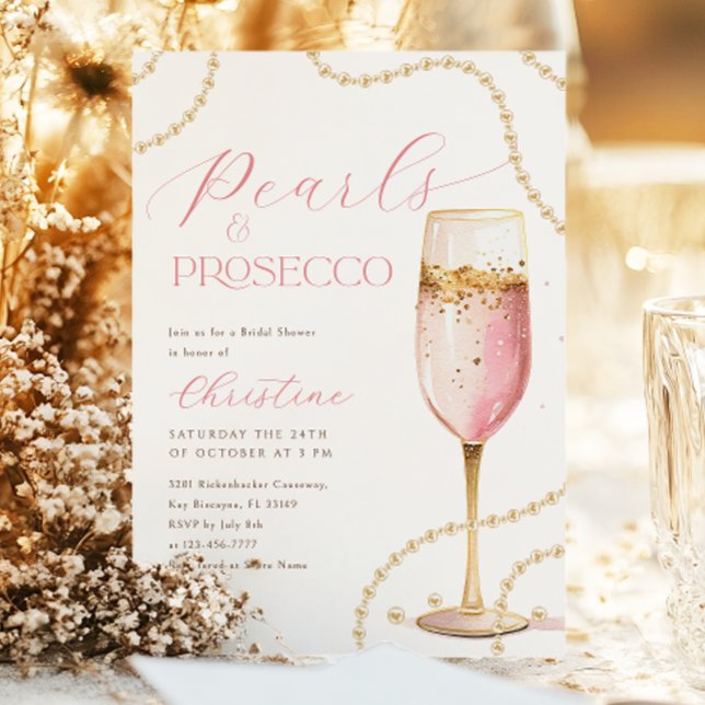 Pearls och Proseccos Rosa Guld Möhippa Inbjudningar (Skapare uppladdad)