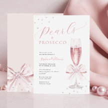 Pearls och Proseccos Rosa Inbjudningskort för möhi