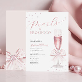 Pearls och Proseccos Rosa Inbjudningskort för möhi