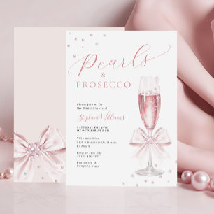 Pearls och Proseccos Rosa Inbjudningskort för möhi