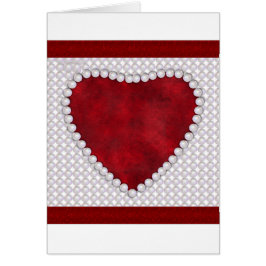 Pearls och Red Velvet Heart Valentine Hälsningskort