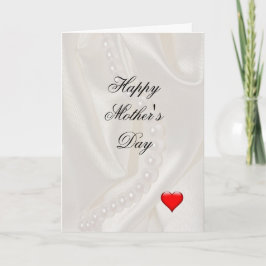 Pearls on Satin with a small heart Mother's Day  Kort