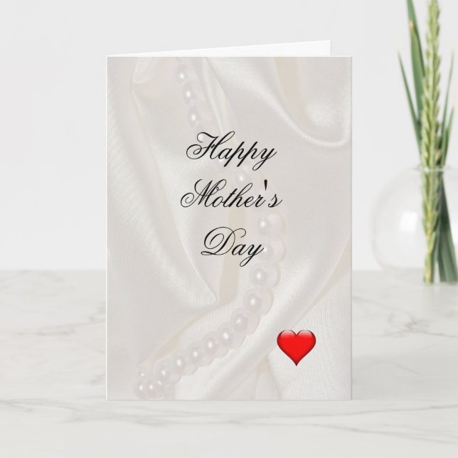 Pearls on Satin with a small heart Mother's Day  Kort (Framsida)