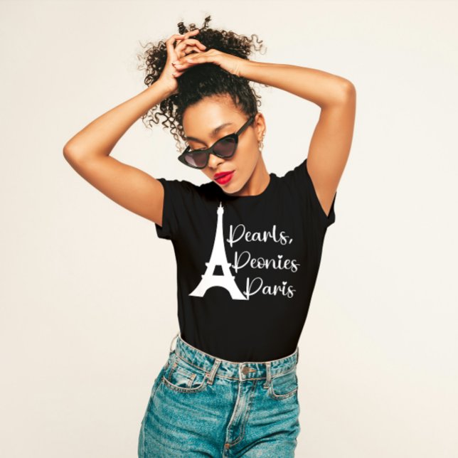 "Pearls, Peonies, Paris"-Elegant T Shirt (Skapare uppladdad)