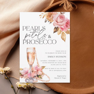 Pearls Petals & Prosecco Blommigt Möhippa Inbjudningar