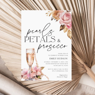 Pearls Petals & Prosecco Blommigt Möhippa Inbjudningar