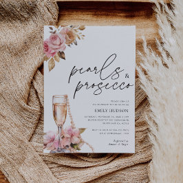 Pearls Petals & Prosecco Blommigt Möhippa Inbjudningar