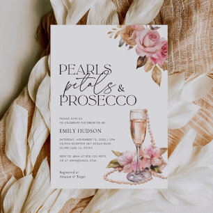 Pearls Petals & Prosecco Blommigt Möhippa Inbjudningar