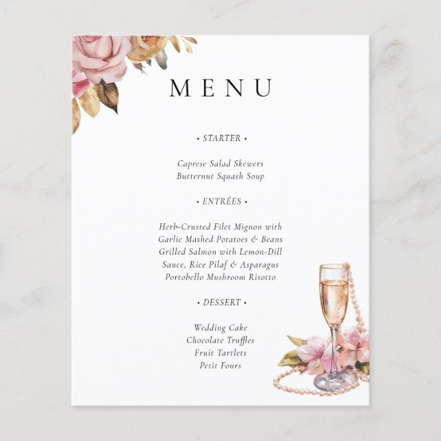 Pearls Petals & Prosecco Blommigt Möhippa Menu (Framsida)