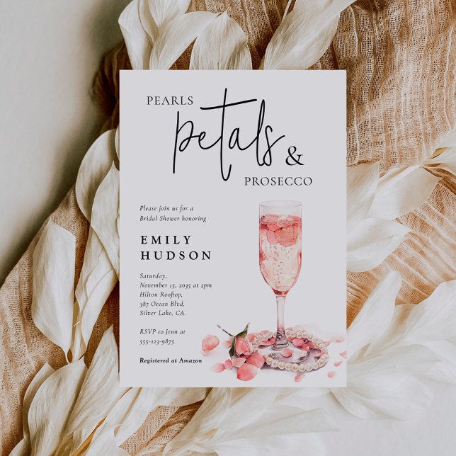 Pearls Petals & Prosecco Möhippa Inbjudningar (Skapare uppladdad)