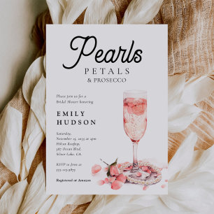 Pearls Petals & Prosecco Möhippa Inbjudningar