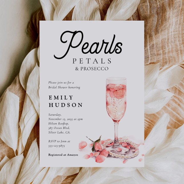 Pearls Petals & Prosecco Möhippa Inbjudningar (Skapare uppladdad)