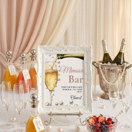 Pearls & Prosecco Bachelorette Mimosa Pub Sign Poster