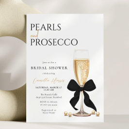 Pearls & Prosecco Black Bow Möhippa Inbjudningar