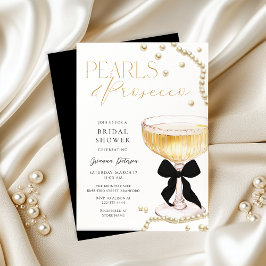 Pearls & Prosecco Black Bow Möhippa Inbjudningar