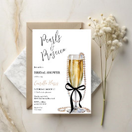 Pearls & Prosecco Black Bow Möhippa Inbjudningar