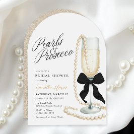 Pearls & Prosecco Black Bow Möhippa Inbjudningar