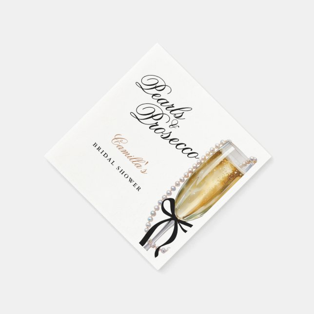 Pearls & Prosecco Black Bow Möhippa Pappersservett (Hörn)