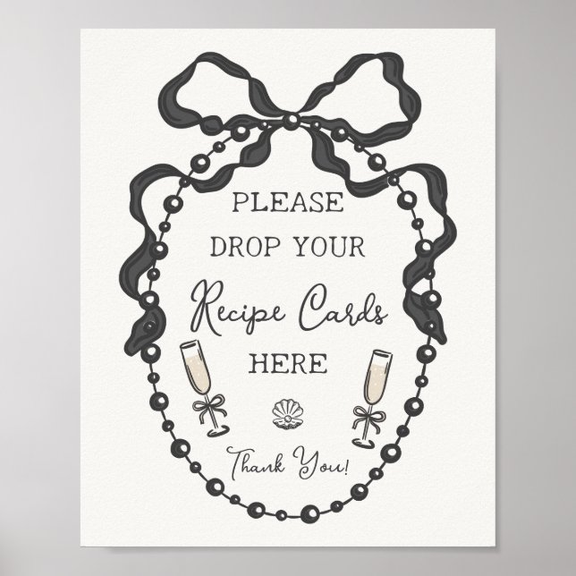 Pearls & Prosecco Black Coquette Bow  Recipe Poster (Framsidan)