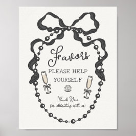Pearls & Prosecco Black Coquette Fow Favoriter Poster