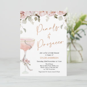 Pearls Prosecco Blommigt Möhippa Inbjudningar